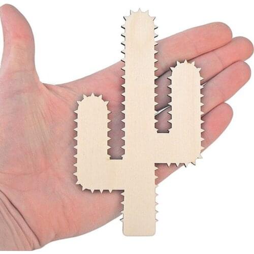20pcs Wooden Cactus (14cm) Shape Wood Embellishment Craft Decoration Gift Decoupage