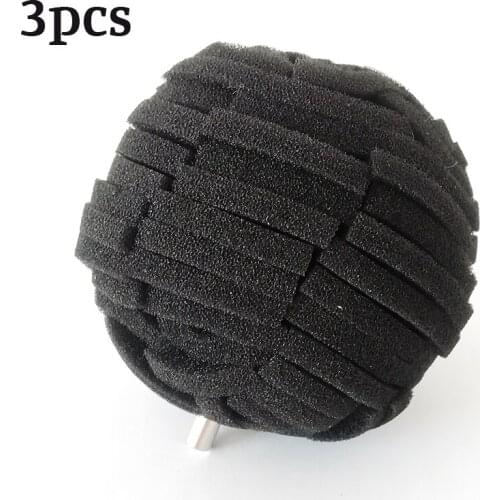 3Pcs 3"/76mm Car Polishing Buffing Ball Finishing Buff Polishing Pad Black Sponge
