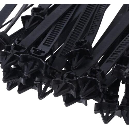 30 Pcs 175mm Nylon Black Car Cable Strap Push Mount Wire Tie Retainer Clip Clamp N84F