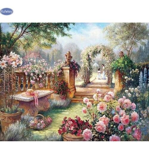 5D Diamond Embroidery Natural landscape garden DIY Diamond Painting 3d Cross Stitch Full Rhinestone Needlework Mosaic Decorative