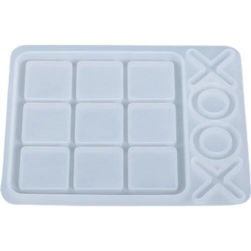 83XC Crystal Epoxy Resin Mold DIY Crafts Making Tool Funny Game Tic-Tac-Toe Cabochons OX Board Casting Silicone Mould