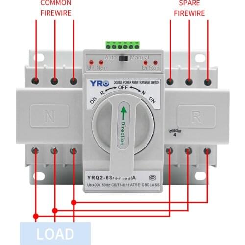 63A Automatic generator 2P transfer switch controller Ats Dual Power changeover Switch