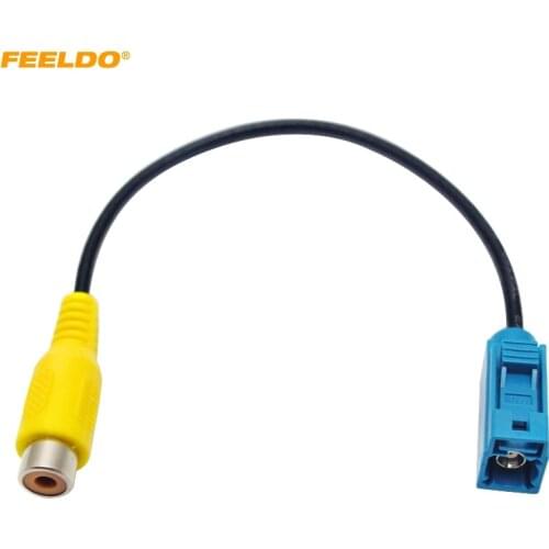 FEELDO Car Reversing Camera Adaptor Fakra RCA Cable Plug For Mercedes For Ford OEM Radio Head Unit #3952