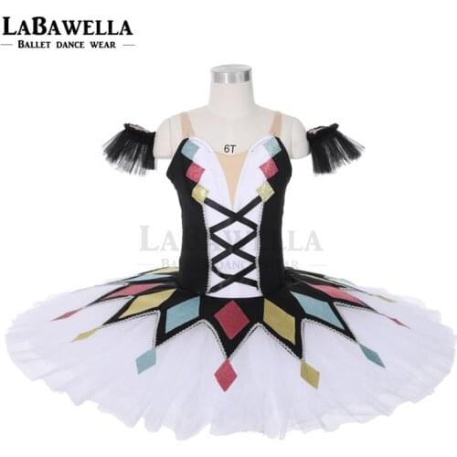 Black white harlequinade ballet tutu for girls classical ballet pancake tutu professional tutu JY012
