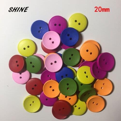 SHINE Wood Sewing Buttons Scrapbooking Round Multicolor Mixed Two Holes 20mm 30PCs Costura Botones Decorate bottoni botoes