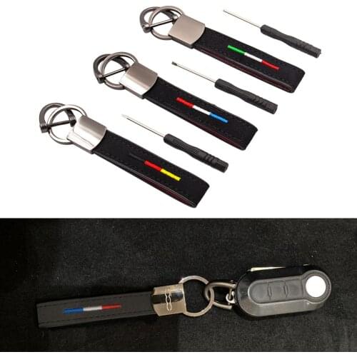 Horseshoe Italian France Germany Flag Car Key Chain Leather Keyring For Fiat 500 Alfa Romeo BMW MINI Car Accessories