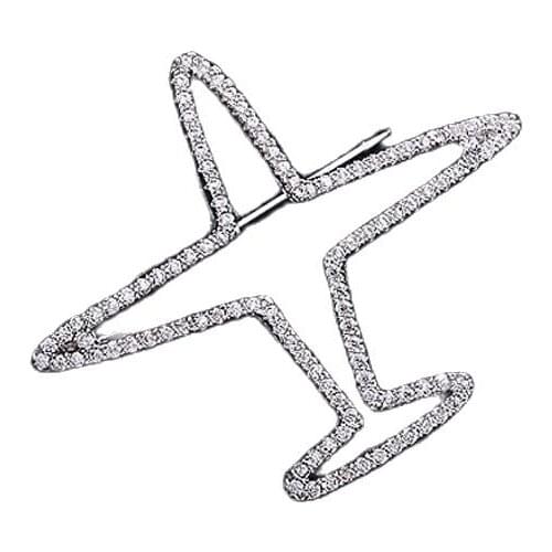 Unisex Rhinestone Hollow Out Plane Brooch Pin Airplane Accessories Gift For Women Men Jewelry