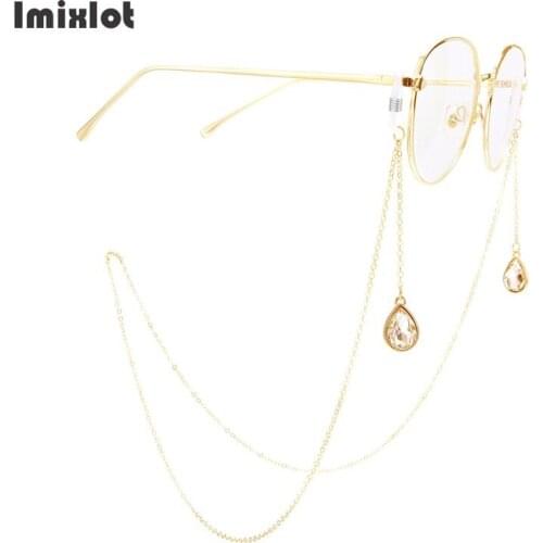 Fashion Crystal Water Drop Pendant Eyeglass Chain For Women Retro Metal Sunglasses Lanyards Eyewear Cord Holder Neck Strap Rope