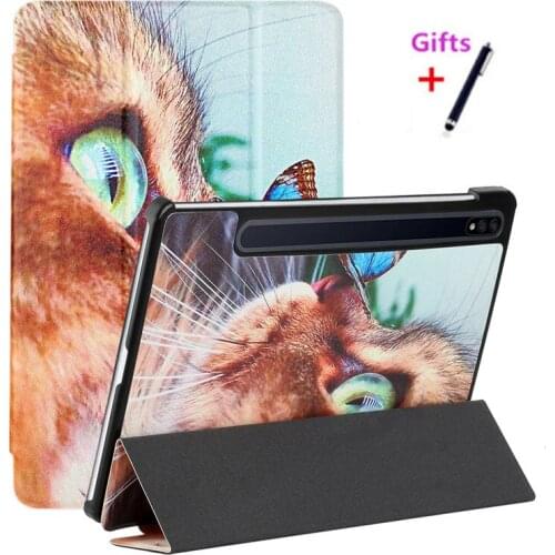 Case For Samsung Galaxy Tab S7 Plus 12.4 T970 T975 PU Leather tablet Protective Magnetic Smart Stand Cover For SM-T730+gift pen