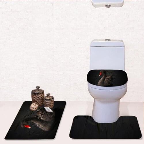 Swan Print Toilet Seat Cover Animal Design Carpets Bathroom Toilet Accessoriies Washroom Floor Rug Seat Case