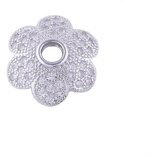 15.5*17mm Micro Pave Zircon Crystal Flower Beads Caps For Jewelry Making Wholesale Copper Czech Receptacle Jewelry Accessories