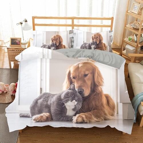 Home Textiles Funny Dog Print Quilt Cover 200*240 Cute Puppy Pattern Duvet Cover with Pillowcase Full Size Double Bedding Set
