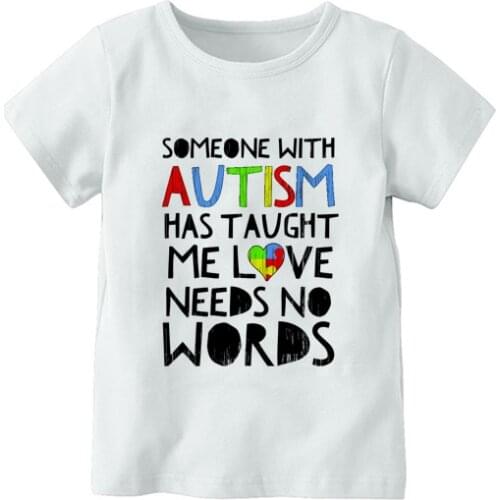 Autism Speechless Quote Heart Puzzle Harajuku Fashion boy GirlS T-Shirt Printed T Shirts Korean Summer New Tops