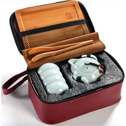 1SET Ceramic Travel Kung Fu Tea set Home Custom A-pot-two-tea cups Fast Passenger cup Portable Chinese Tea Set