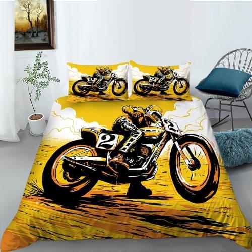 3D Bedding Set Queen Size Duvet Cover Set Motorcycle Printed Soft Boys Man Home Decor Bed Set King Size