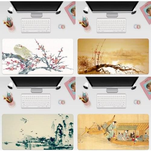Chinese Painting Large Keyboard Cover Non-Slip Rubber Base Computer Carpet Desk Mat PC Game Mouse Pad
