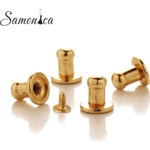 100Sets 8mm Golden Color Zinc Alloy Round Button Spikes Metal Studs Rivets Punk Spike Screwback LeatherCraft DIY