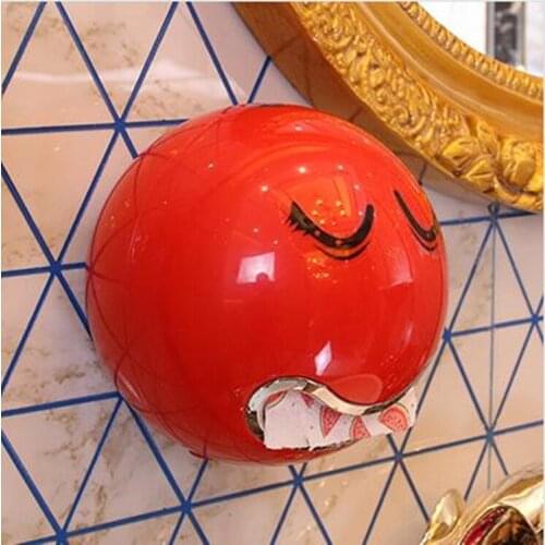 Cute face tissue box Round Creative Expression Tissue Paper Paste Paper Box Decoration Paper