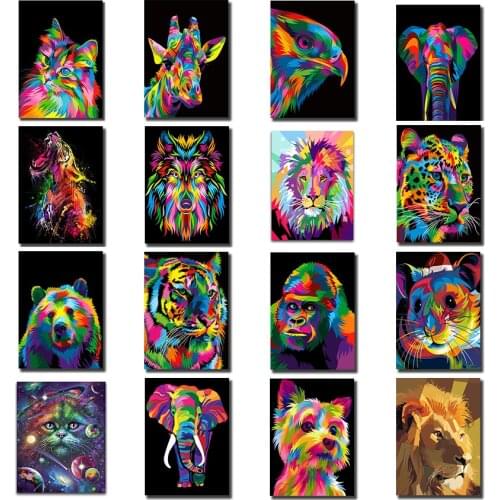 Full Drill Diamond Embroidery Diamond Painting Kit 5D Cross Stitch Cartoon Diamond Mosaic Colours Animals Tiger Lion Wolf Cat