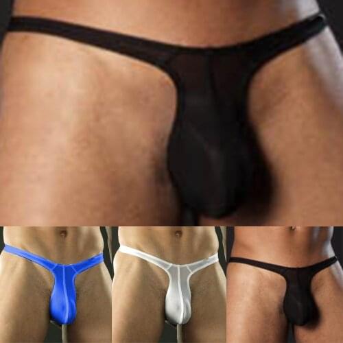 Mens Soft Ice Silk Underwear Sexy Ultra Thin Big Penis Large Pouch Erotic Briefs Panties Underpants Cueca Low Rise Slips Hombre