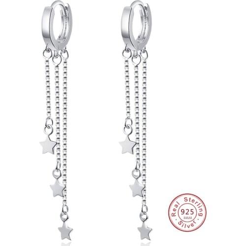 New Fashion Cubic Zircon Star Earrings Charms Star Tassels Drop Earrings For Women Women Girls Korean Circle Jewelry 2021