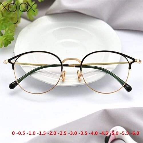 XojoX Cat Eye Finished Myopia Glasses Vintage Round Short-sighted Eyeglasses Women Men Prescription Degree -1 -1.5 -2 -2.5 -3to6