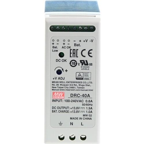 Original Mean Well DRC-40A meanwell 13.8V DIN Rail Security Power Supply 40W Single Output with Battery Charger UPS Function