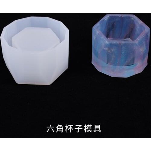 Diy crystal drop mold hexagonal cup to collect ornaments ornaments decoration silicone mold molds