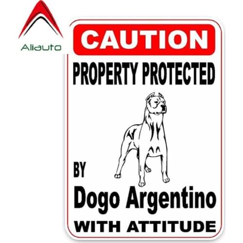 Aliauto Car Sticker Property Protected By Dogo Argentino Dog PVC Decals Cover Scratches for Opel Jdm Vw Polo Passat ,14cm*10cm