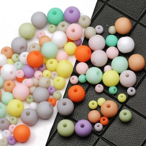 4/6/8mm Light Colors Acrylic Beads Frosten Round Beads Loose Spacer Beads For Jewelry Making DIY Handmade Necklace Bracelet