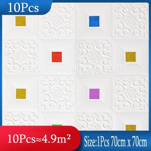 Waterproof DIY Living Room Bedroom Foam Wallpaper Self-adhesive 3D Embossed Wall Sticker Stereo Ceiling Panel Roof Decal Decor