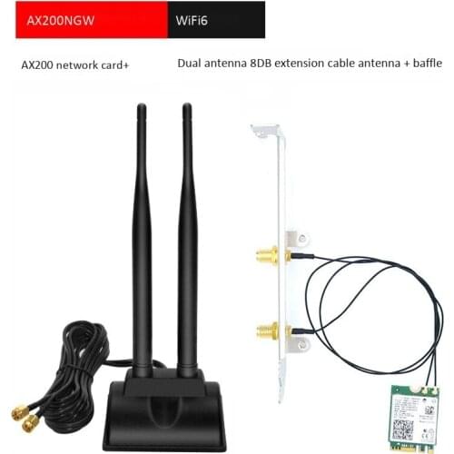 WiFi Card AX200NGW with 6DB SMA Antenna 3000Mbps WiFi 6 M.2 NGFF Bluetooth 5.1 2.4G/5G Network Card with Bezel