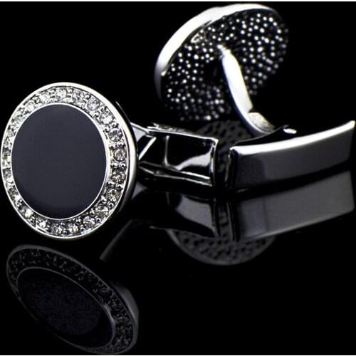 Round Diamond-studded Mens Cufflinks Manufacturer French Enamel Cuff Links Wholesale Jewelry Clothing Accessories