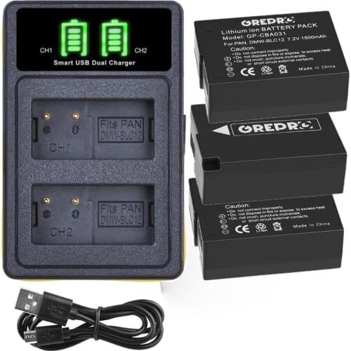 Charger with DMW-BLC12 Battery for Panasonic DMW BLC12 BLC12E Lumix FZ1000 DMC-FZ200 FZ300 FZ2500 G5 G6 G7 GX8 GH2 G85