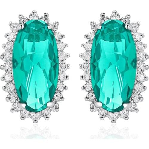 Carribean Blue Cubic Zirconia Lever Back Earrings Luxury Shiny Crystal Zircon Hot Sale Women Party Jewelry Gifts for Mom Wife