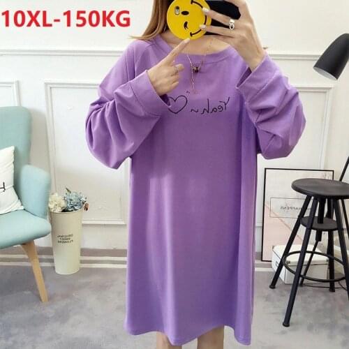 Autumn women plus size 8XL 10XL korea style dress long sleeve Female cotton dress big size oversize loose thin underwear dress