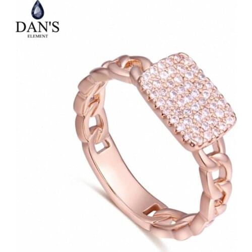 DANS Element Brand Real AAA Zirconia Micro Inlays Rose Gold Color Ring Party For Women Valentine Gift 130573