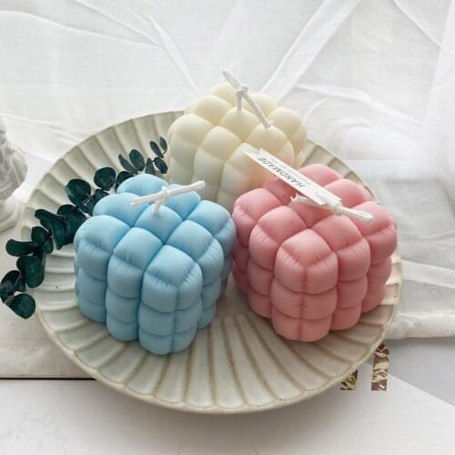 3D geometric square soft sofa shape scented candle silicone mold DIY handmade scented candle soap making tool