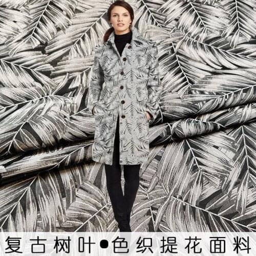 6 Colors European Leaves Yarn -Dyed Jacquard Blended Fabric Windbreaker Suit Fashion Brocade Women 's Clothes Cheongsam Fabric