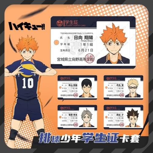 Anime Haikyuu!! Kei Tsukishima Hinata Shoyo Shinsuke Kita Card Case Cover Student ID Bus Bank Card Holder Keychain Pendant Toy