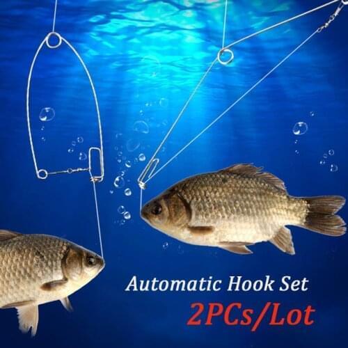 2PCs/Lot Automatic Spring Fishing Hook Stainless Steel Mechanism At Top Speed God Hooks Lazy Person All Waters Of The Fish Hooks