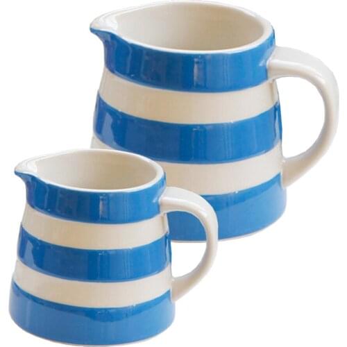 Dishwasher Safe Ceramic White & Blue Stripe Coffee Milk Mug Cup Home Office