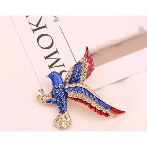 European and American fashion brand hand drop glaze temperament texture delicate set auger flying eagle brooch brooches