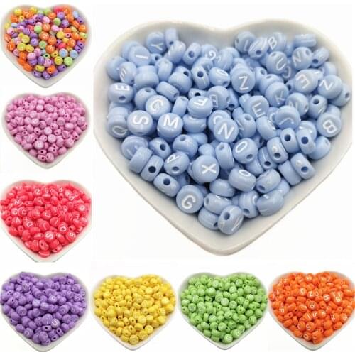 100/200/620pcs DIy Loose Beads Wholesale New Acrylic Hot Sale Flat Round Letter Beads for Jewelry Making Necklace Bracelet Gift
