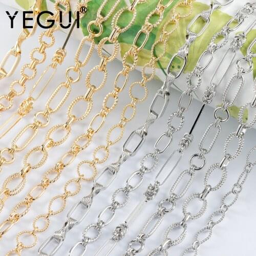 YEGUI C214,diy chain,18k gold plated,copper metal,rhodium plated,jewelry finding,jewelry making,diy bracelet necklace,1m/lot