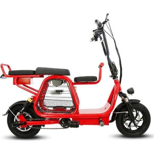 Electric Scooter With Seat/Pet Basket For Adult Portable Two Wheels 350W 48V High Carbon Steel 12'' Electric Bike Bicycle