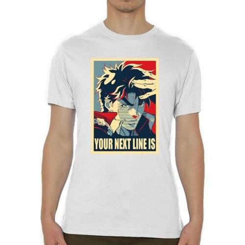 Joseph Joestar Your Next Line Is Jojo Printed Mens T Shirts Fashion 2019 Summer Men Harajuku Hip Hop Brand Mens Tees