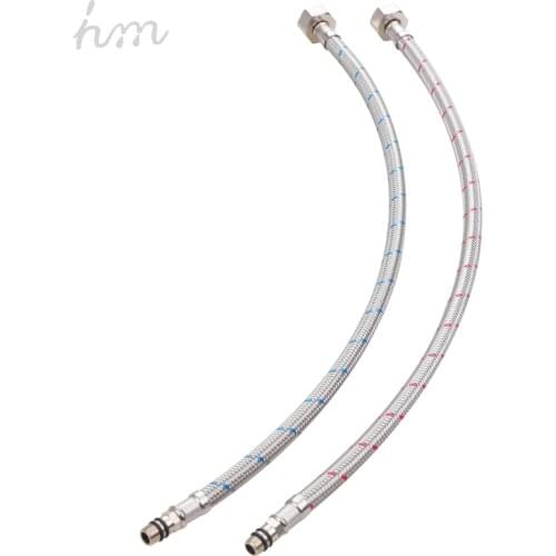 Hm Faucet Hose 2X20''Flexible Plumbing Hoses Faucets 1/2 "Line Tubing Stainless Steel Bathroom Products Water Supply Line Hose