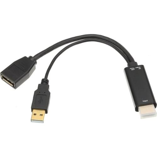 For HDMI PC DP HDMI To DP Extensions Cable with USB Power 3840x2160 UHD 4K HDMI1.4 Male To DisplayPort Female Adapter Cable