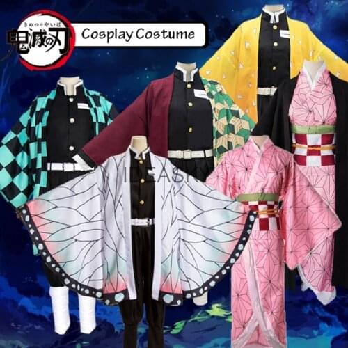 Adult Women men Anime Demon Slayer Kimetsu no Yaiba Tanjirou Kamado Nezuko Zenitsu Shinobu Cosplay Kimono Cosplay Costume